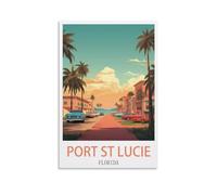 EKMCL Plaque murale rétro vintage en métal, Port St Lucie, Floride, affiche décorative pour la maison, l'atelier, le bar, le club, le restaurant ou le café, 30 x 30 cm