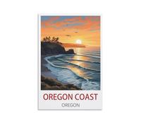 EKMCL Plaque murale vintage en métal, côte de l'Oregon, art mural, affiche, décoration pour la maison, l'atelier, le bar, le club, le restaurant, le café, 20 x 30 cm