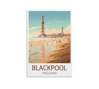 EKMCL Plaque murale vintage rétro en tôle, plaque d’art Blackpool Angleterre, affiche de plaque Décoration murale pour la maison Outil, Bar Club, Restaurant Café, 30x30cm