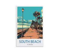 EKMCL Plaques en étain vintage South Beach Floridas Posters Funny Vintage Metal Sign Plaqu Poster Wall Art Pub Bar Kitchen Garden Bathroom Home Decor 30 * 40CM