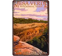 EKMCL Plaques métalliques humoristiques en étain, parc national de Mesa Verde, vintage, bar, club, grotte, maison, cuisine, voyage rustique, décoration murale, 15 x 30 cm