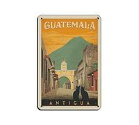 EKMCL Plaques métalliques vintage représentant des scènes de rue à Antigua, Guatemala. Décoration murale en métal (20 x 30 cm) idéale pour bureau, café, salle de bain ou chambre.