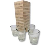 EKNA Jeu de Tour Animée Drunken Tower - Jeu à Boire Amusant pour Adultes - Tour Tipsy en Bois Mobile pour Fête (2 à 6 Personnes)