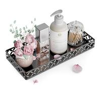 EKNITEY Plateau de courtoisie pour comptoir de salle de bain - Petit plateau décoratif rectangulaire de 27,9 cm - Plateau de comptoir noir pour parfum, maquillage, cosmétiques, bijoux
