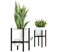 EKNITEY Support de pot de fleurs réglable : support de fleurs moderne en métal pour intérieur et extérieur, support de pot de fleurs pour jardin, terrasse, coin salle de bain, salon, balcon, bureau à