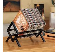 EKNITEY Support de rangement pour disques vinyles,Étagère en métal pour 80 à 100 LP,Petite bibliothèque,Organiseur pour albums, livres, magazines, livres de cuisine,Facile à assembler (noir)