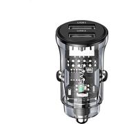 Eko, Chargeur voiture 15W double USB-A QuickCharge 3.0, Noir transparent
