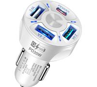 Eko, Chargeur voiture QuickCharge 3.0 32W Triple USB 2.4A / USB Type-C 20W, Blanc
