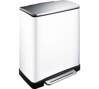 EKO - E-Cube Recycling Poubelle à pédale 28+18 litres - Stainless steel Plastic - Blanc, inox mat