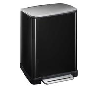 EKO - E-Cube Recycling Poubelle à pédale 28+18 litres - Stainless steel Plastic - noir, inox mat