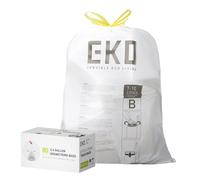 EKO Easy Dispense Lot de 80 petits sacs poubelle extra résistants avec cordon de serrage, 7 à 10 L, blanc, rouleau à distribution facile, code B