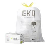 EKO Easy-Dispense Roll 80 Count Extra-Strong Drawstring Small Trash Bag, 1.6 Gallon Trash Bag (3-6L) 1 Pack White, Code A
