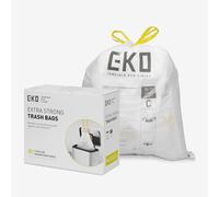 EKO Easy-Dispense Roll Lot de 80 petits sacs poubelle extra résistants avec cordon de serrage, 10 à 15 l, blanc, code C