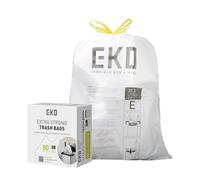 EKO Easy-Dispense Roll Lot de 80 sacs poubelle de cuisine extra résistants avec cordon de serrage, 25 à 35 l, blanc, code E
