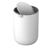 EKO Fandy Mini poubelle de bureau de 2,2 l avec couvercle basculant pour salle de bain, comptoir, coiffeuse, bureau ou bureau, petite poubelle (blanc)