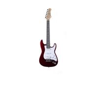 EKO GUITARS - Guitare électrique ST-100 3/4, corps peuplier, manche érable, clavier Laurel 21 touches, 3 micros à bobine unique, pont trémolo, échelle 580 mm, couleur chrome rouge