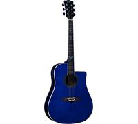 EKO GUITARS NXT D100CE SEE THROUGH BLUE, Guitare acoustique Top en Sapin, Bandes Fond et Manche en acajou, Clavier en South American Roupana, Échelle 648 mm, Dreadnought Cutaway Bleu