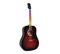 EKO GUITARS - Ranger Red Visual Note, Guitare Acoustique Dreadnought "Visual Note", Table en Épicéa, Éclisses et Fond en Tilleul, Feuille LED "Visual Note" compatible avec l’application, Couleur Rouge