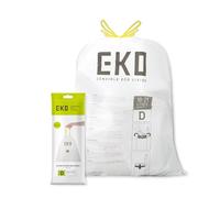 EKO Lot de 20 sacs poubelle extra solides avec poignées à cordon de serrage pour poubelles de cuisine Blanc 18-21 l