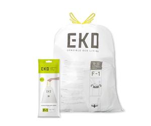 EKO Lot de 20 sacs poubelle pour poubelle de cuisine à double compartiment - Capacité de 18 à 28 litres - Sacs extra résistants avec poignées à cordon de serrage - Blanc