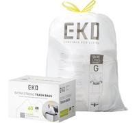 EKO Lot de 60 sacs poubelle 50-90 l, avec poignées auto-fermeture, extra forts et anti-fuites, pour poubelle de cuisine et de maison, blancs, code G