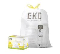 EKO Lot de 60 sacs poubelle extra forts avec cordon de serrage, parfum zeste de citron avec contrôle continu des odeurs, rouleau facile à distribuer pour la cuisine et la maison, code G, blanc