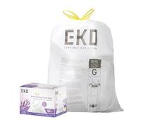 EKO Lot de 60 sacs poubelle extra résistants avec cordon de serrage, parfum lavande avec contrôle continu des odeurs, rouleau facile à distribuer pour cuisine et maison, code G, blanc