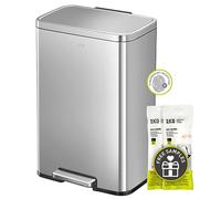 EKO Madison Poubelle à pédale en acier inoxydable mat avec doublure intérieure Finition résistante aux traces de doigts 50 l