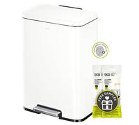 EKO Madison Poubelle de cuisine avec doublure intérieure Blanc mat 50 l