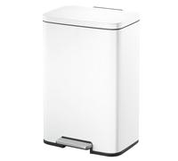 EKO Madison Poubelle de cuisine moderne et robuste avec pédale et couvercle à fermeture douce Blanc mat Acier inoxydable anti-traces de doigts Grande capacité de recyclage 50 l