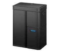 EKO Mirage Plus Poubelle à 3 compartiments, 2 x 15 l et 30 l, poubelle de recyclage avec capteur, 3 seaux intérieurs en plastique, poubelle automatique avec couvercle, grande poubelle de cuisine de 60
