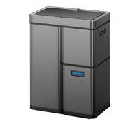 EKO Mirage Plus Système de tri sélectif à 3 compartiments, 2 x 15 l et 30 l, poubelle de recyclage avec capteur, 3 seaux intérieurs en plastique, poubelle automatique avec couvercle, grande poubelle