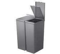 EKO Morandi Lot de 2 poubelles de cuisine (2 x 30 L) avec couvercles tactiles, double poubelles en plastique avec autocollants de recyclage et finition facile à nettoyer, pour la maison ou le bureau