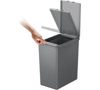 EKO Morandi Poubelle de cuisine de 20 l avec couvercle à ouverture tactile et bord intérieur amovible, bacs en plastique avec verrouillage modulaire pour solutions de recyclage de cuisine, gris foncé