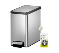 EKO Petite poubelle de salle de bain fine avec couvercle, poubelle de cuisine en acier inoxydable avec seau intérieur amovible, 6 l, poubelle à pédale