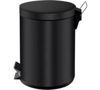 Poubelle métal noir à pédale ronde, 5 litres
