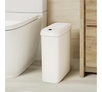 EKO Poubelle automatique de salle de bain avec couvercle, 9 litres, fine, sans contact, poubelle étanche avec détecteur de mouvement, pour salle de bain, bureau, cuisine, blanc