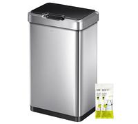 EKO Mirage-T Poubelle rectangulaire sans contact avec détecteur de mouvement Finition en acier inoxydable brossé 50 l