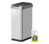 EKO Poubelle Cuisine Automatique 50L Phantom-T | Capteur Mains Libres | Acier Inox Brossé Anti-Traces | Fermeture Silencieuse Salle Bain