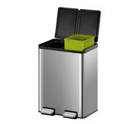 EKO Poubelle Cuisine Double Tri 2 Compartiments 20L + 20L | Acier Inoxydable Anti-Traces avec Pédale | Fermeture Silencieuse | Sous Évier Compact Double