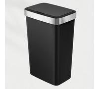 EKO | Poubelle de Cuisine 50 L avec capteur Automatique et Fermeture en Douceur | Poubelle Noire à Piles | Finition Anti-Traces de Doigts, Base antidérapante et Support de Sac