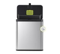 EKO Poubelle de cuisine à compost en acier inoxydable avec seau intérieur amovible et compartiment désodorisant, poubelle de cuisine murale de 7 l avec couvercle basculant (inoxydable et noir)