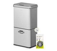 EKO Poubelle de cuisine vintage avec détecteur de mouvement, double compartiment de 32 L + 18 L, en acier inoxydable, sans contact, poubelle de recyclage automatique avec couvercle pour la maison ou