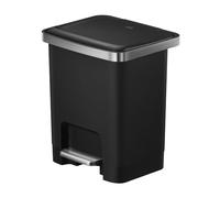 EKO Poubelle Salle Bain 15L Hana Noire | Compacte avec Pédale | Fermeture Silencieuse pour Salle de Bain ou Cuisine