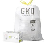 EKO Easy-Dispense Roll 80 Count Extra-Strong Drawstring Small Trash Bag, 1.6 Gallon Trash Bag (3-6L) 1 Pack White, Code A
