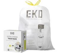 EKO Easy-Dispense Roll Lot de 80 sacs poubelle de cuisine extra résistants avec cordon de serrage, 25 à 35 l, blanc, code E