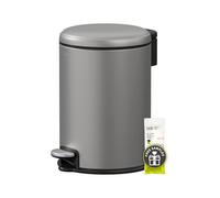 EKO Serene Step Poubelle ronde à pédale pour chambre à coucher et salle de bain, 3 L, gris titane