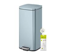 EKO Stella Poubelle à pédale Bleu titane - Poubelle avec couvercle à fermeture douce - Parfaite pour la cuisine, la maison et le bureau - Capacité de 30 litres