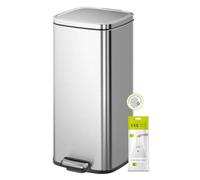 EKO Stella Poubelle à pédale en acier inoxydable avec couvercle à fermeture amortie et seau intérieur amovible 30 l