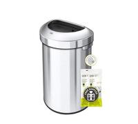 EKO Urban Poubelle semi-ronde en acier inoxydable pour intérieur et extérieur, grande poubelle commerciale en métal pour maison, bureau, restaurant, toilettes, 80 l